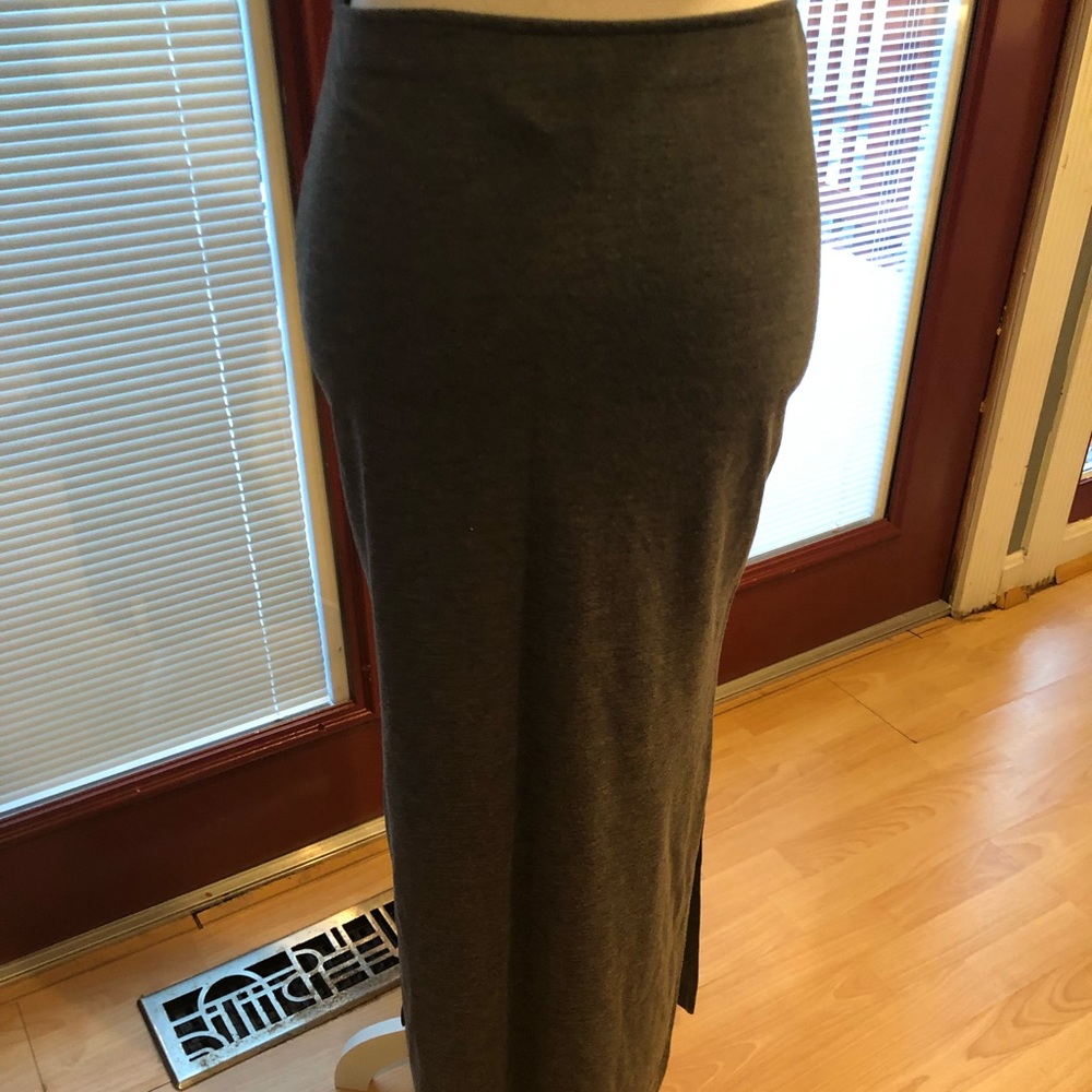 Long gray skirt with splits on both sides